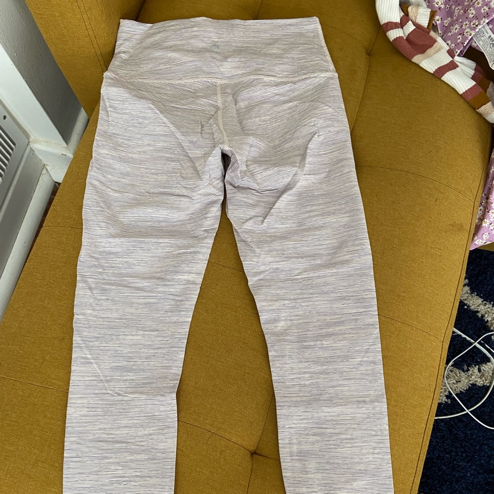 Lulu-lemon athletica leggings, light colored stripes